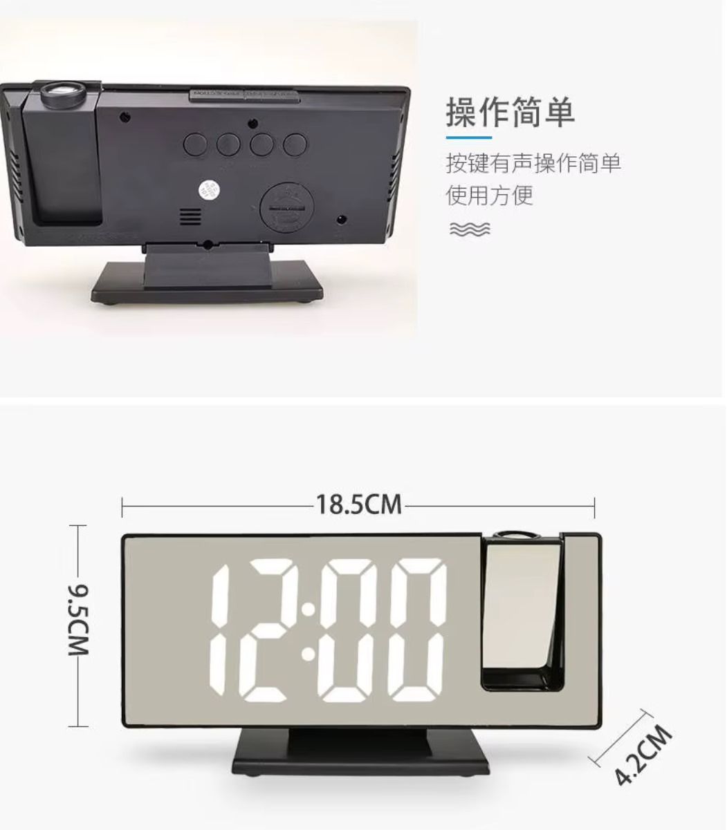 LED Digital Alarm Clock Projection Ceiling Time Temperature Display Backlight Home Bedroom .