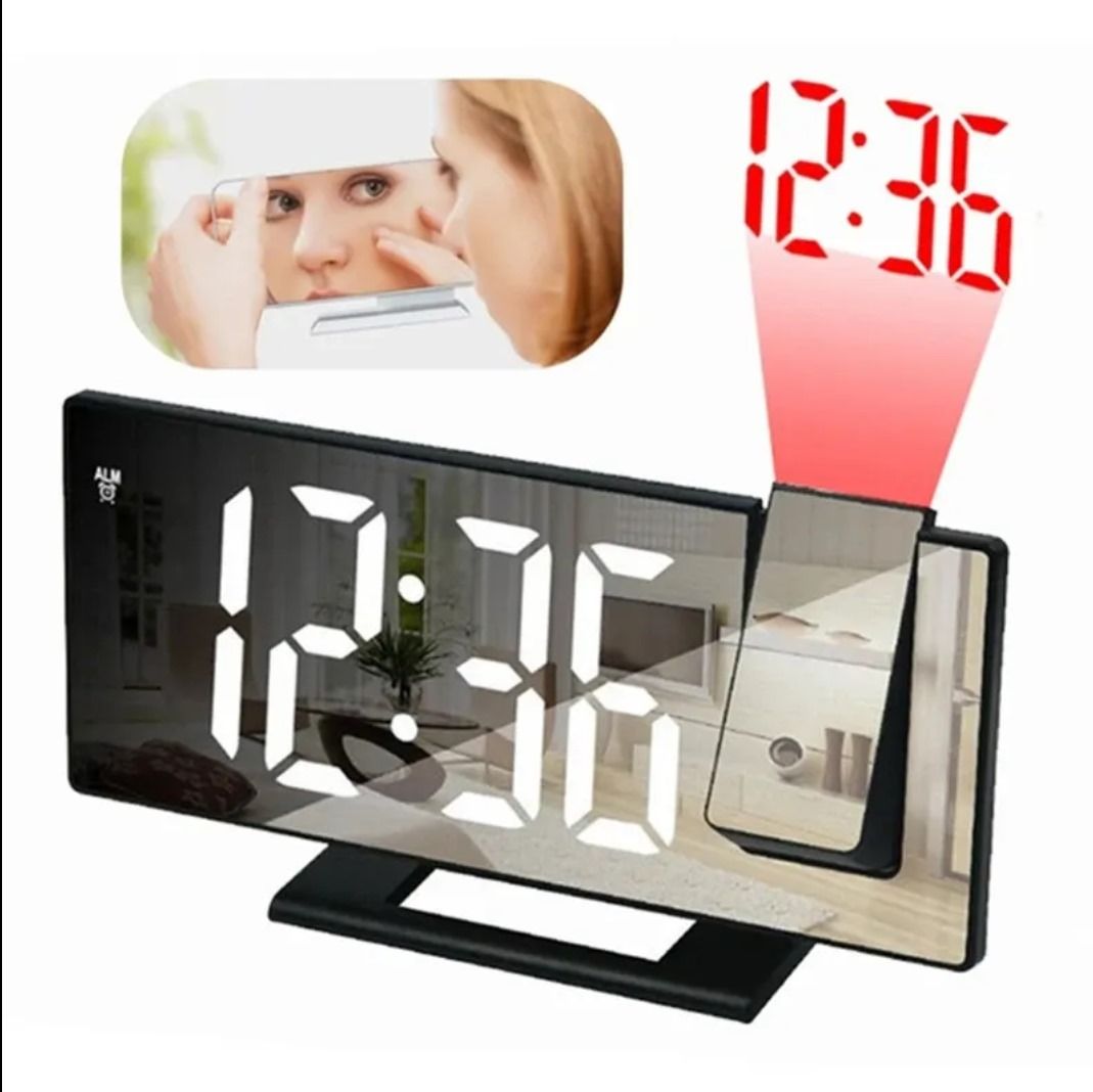 LED Digital Alarm Clock Projection Ceiling Time Temperature Display Backlight Home Bedroom .