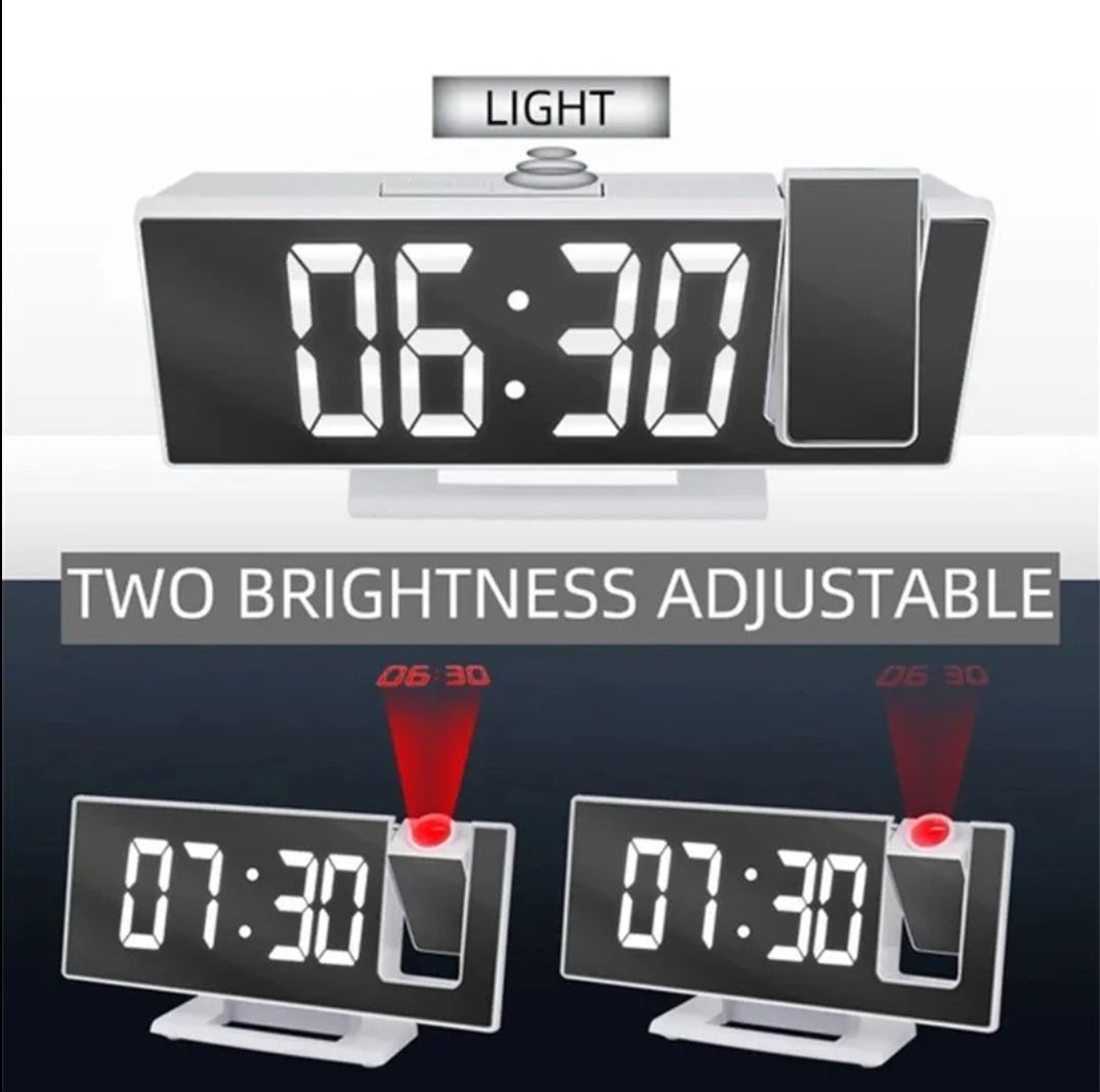 LED Digital Alarm Clock Projection Ceiling Time Temperature Display Backlight Home Bedroom .