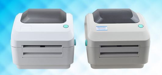 Xprinter XP-470B  Label Printer with 203 DPI, USB, 4-inch width, 127mm/s speed, QR code support, 4GB expansion, 2D/1D barcode, and SD card reader.