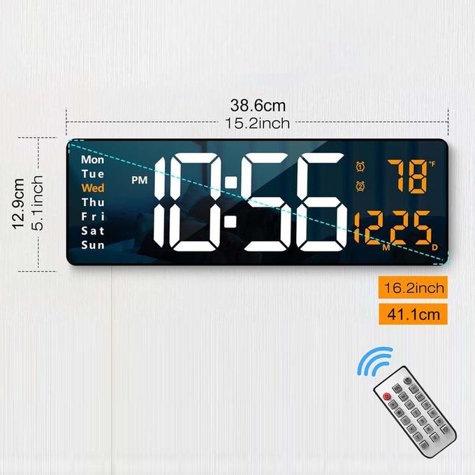 LED 16-Inch Large Simple Living Room Screen Functional Display Clock Nordic Digital Clock Led Wall Clock