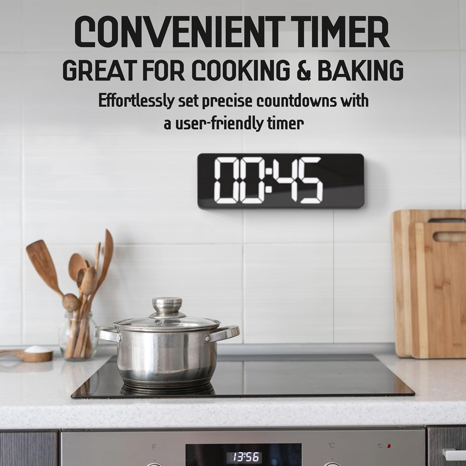 LED 16-Inch Large Simple Living Room Screen Functional Display Clock Nordic Digital Clock Led Wall Clock