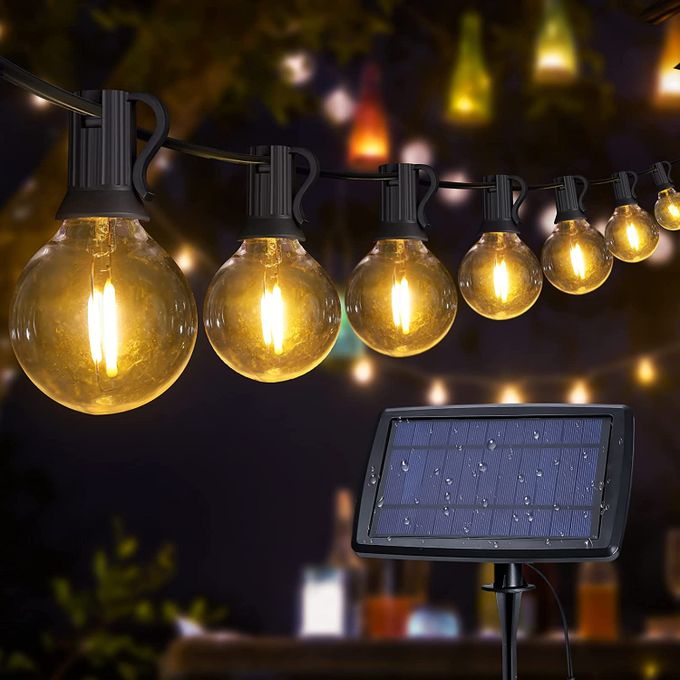 Outdoor SOLAR Garden Lights Waterproof Weather proof Fairy G40 Solar String Lights 15 Bulb 50 Foot bulbs