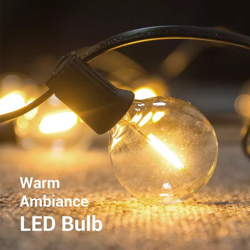 Outdoor SOLAR Garden Lights Waterproof Weather proof Fairy G40 Solar String Lights 15 Bulb 50 Foot bulbs