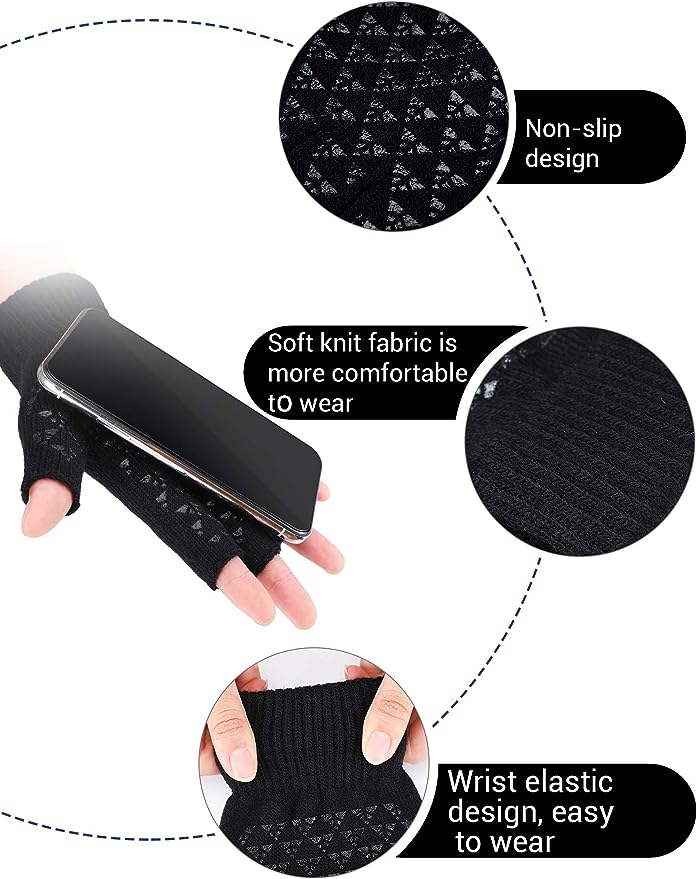 Mittens Gloves Winter Unisex Hand Warmer Winter Cold Fingerless Half Finger Knitted Non-slip