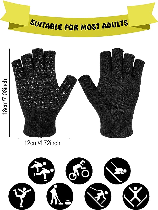 Mittens Gloves Winter Unisex Hand Warmer Winter Cold Fingerless Half Finger Knitted Non-slip