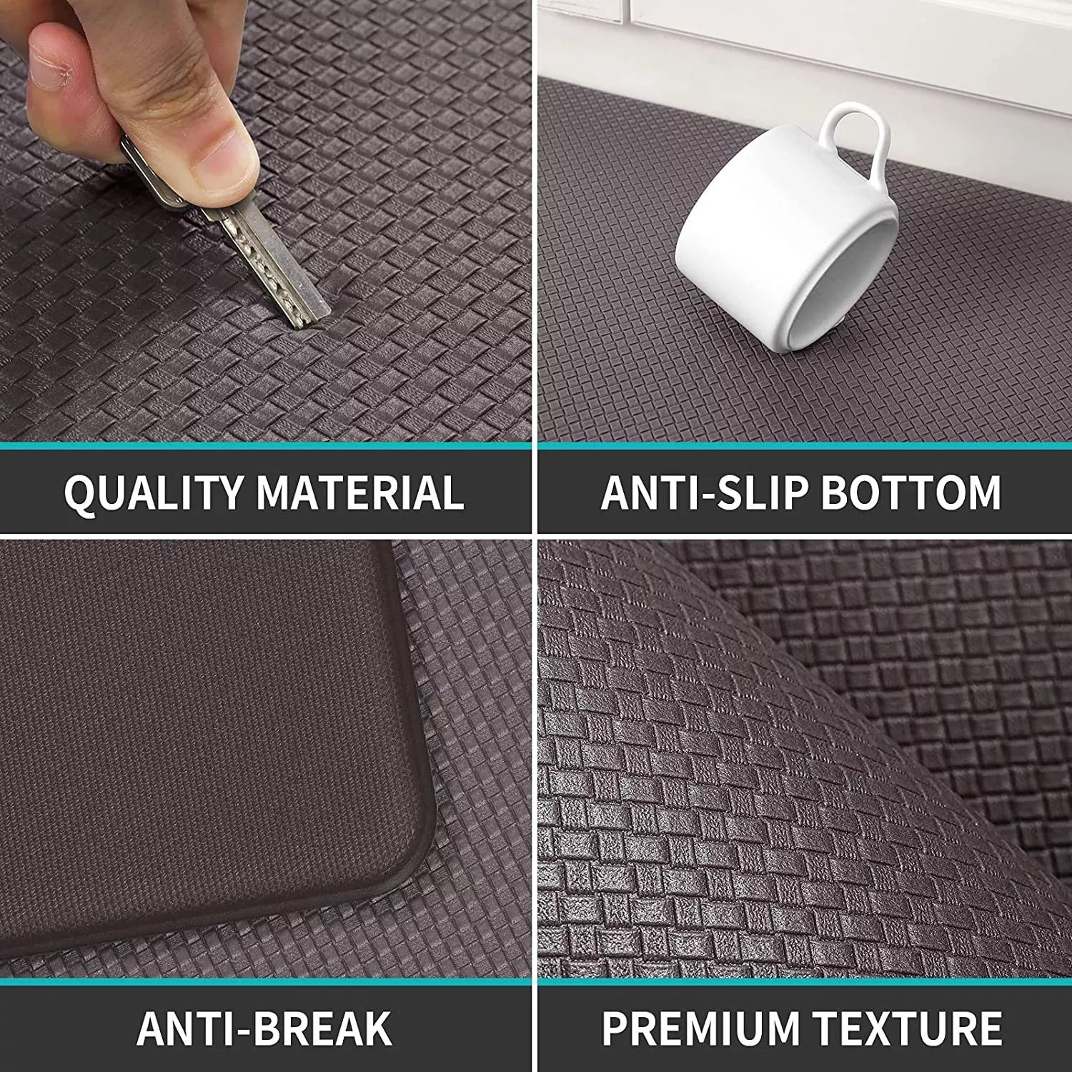Kitchen Mat Anti Fatigue Large Bath Floor Non Slip Absorbent New Grey and Black Antifatigue Soft