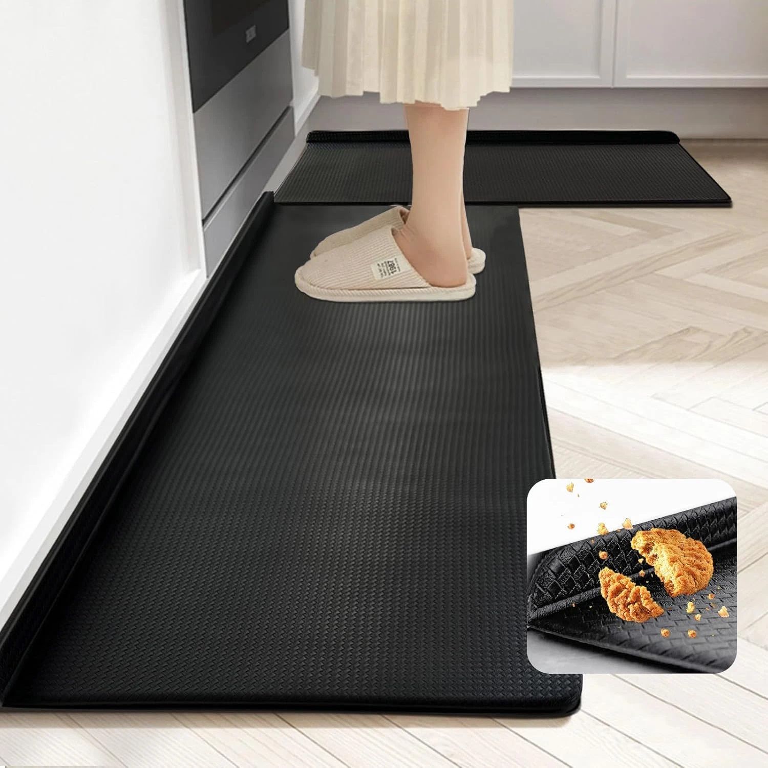 Kitchen Mat Anti Fatigue Large Bath Floor Non Slip Absorbent New Grey and Black Antifatigue Soft