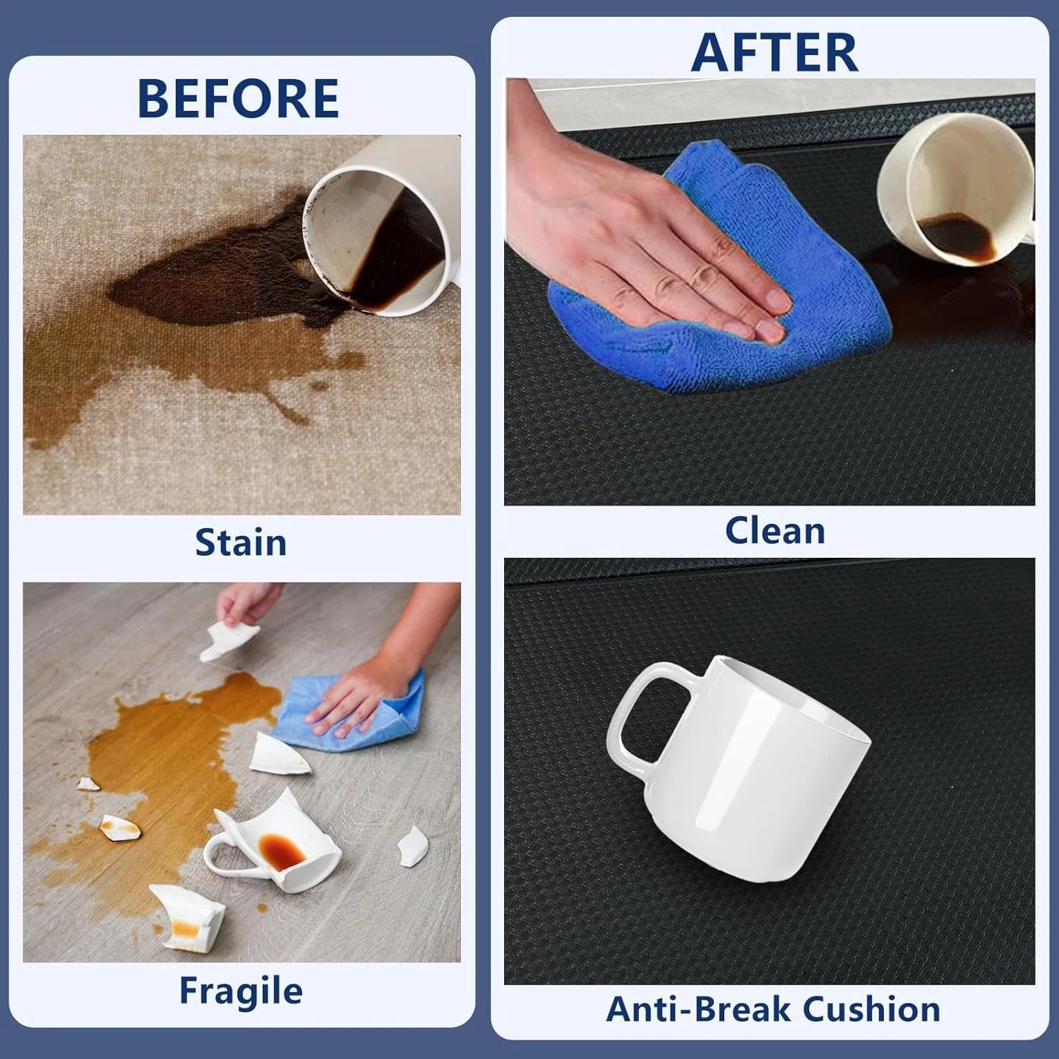 Kitchen Mat Anti Fatigue Large Bath Floor Non Slip Absorbent New Grey and Black Antifatigue Soft