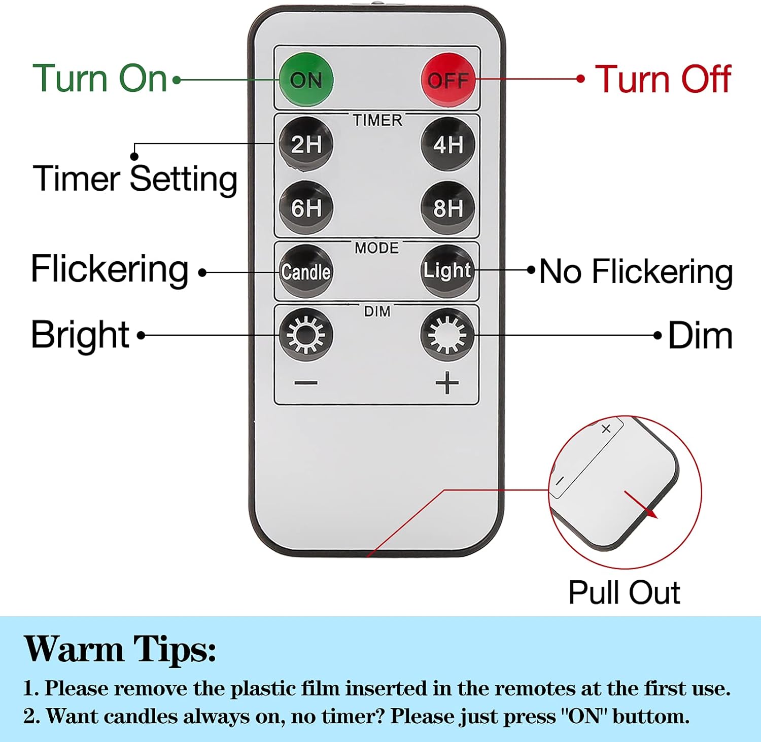 10-Key Remote Control Timers for LED Flameless Swing Flickering Candles Electronic Lights