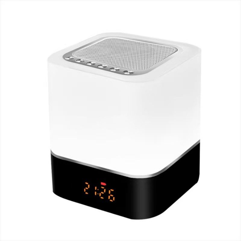 Bluetooth Speaker Table Square Bedside Rechargeable Touch-Sensitive Warm White Night Light Touch Lamp Cube Clock LED Alarm