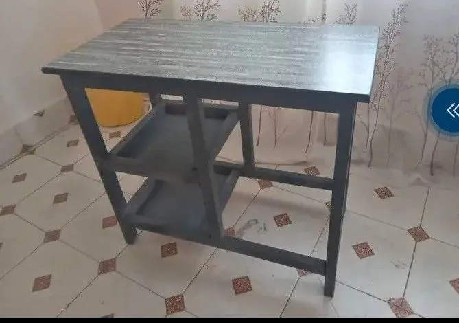 (New year sale offer price)Modern strong and classic kitchen table,Wooden strong Kitchen table with racks. suitable for 6KG cooking Meko.as picture