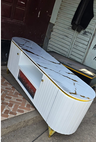 Oval Tv stand with gold stands