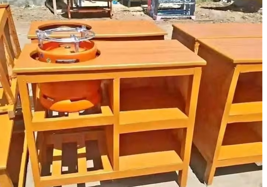 Modern strong and classic kitchen table,Wooden strong Kitchen table with racks. suitable for 6KG cooking Meko.as picture