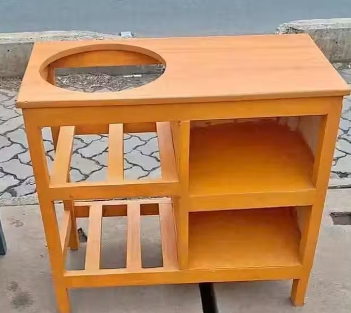 Modern strong and classic kitchen table,Wooden strong Kitchen table with racks. suitable for 6KG cooking Meko.as picture