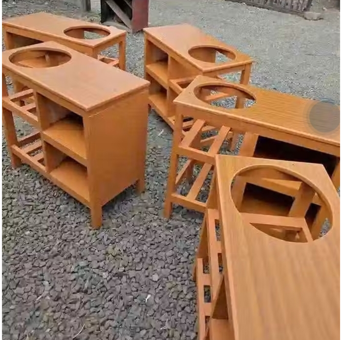 Modern strong and classic kitchen table,Wooden strong Kitchen table with racks. suitable for 6KG cooking Meko.as picture
