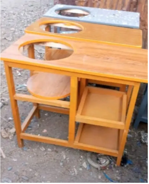 Modern strong and classic kitchen table,Wooden strong Kitchen table with racks. suitable for 6KG cooking Meko.as picture