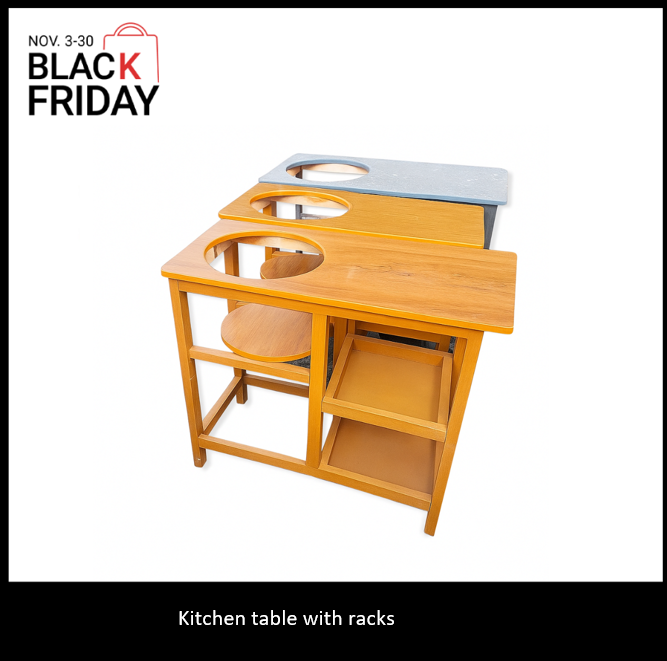 Modern strong and classic kitchen table,Wooden strong Kitchen table with racks. suitable for 6KG cooking Meko.as picture