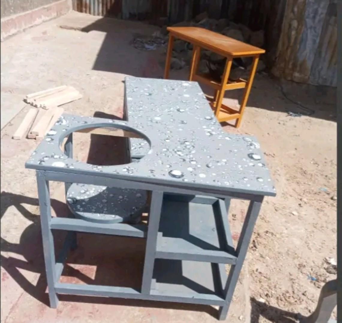 (New year sale offer price)Modern strong and classic kitchen table,Wooden strong Kitchen table with racks. suitable for 6KG cooking Meko.as picture