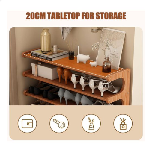 Hot Sale Bamboo Shoe Rack 6-Tier Shoe Storage Organizer Entryway Shoe Shelf Open Desk Shelves Desk Top Organizer Shelf Multifunction Storage Rack Display Shelf Bookshelf for Home