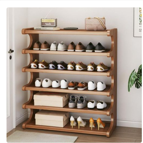 Hot Sale Bamboo Shoe Rack 6-Tier Shoe Storage Organizer Entryway Shoe Shelf Open Desk Shelves Desk Top Organizer Shelf Multifunction Storage Rack Display Shelf Bookshelf for Home