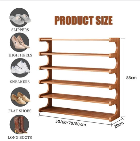 Hot Sale Bamboo Shoe Rack 6-Tier Shoe Storage Organizer Entryway Shoe Shelf Open Desk Shelves Desk Top Organizer Shelf Multifunction Storage Rack Display Shelf Bookshelf for Home