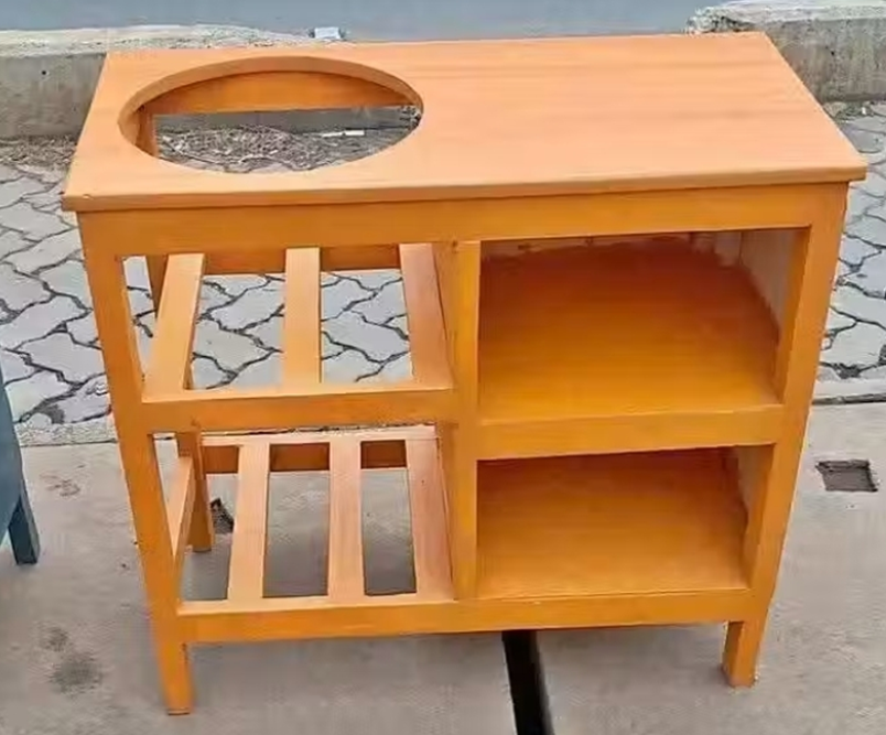 Modern strong and classic kitchen table,Wooden strong Kitchen table with racks. suitable for 6KG cooking Meko.as picture