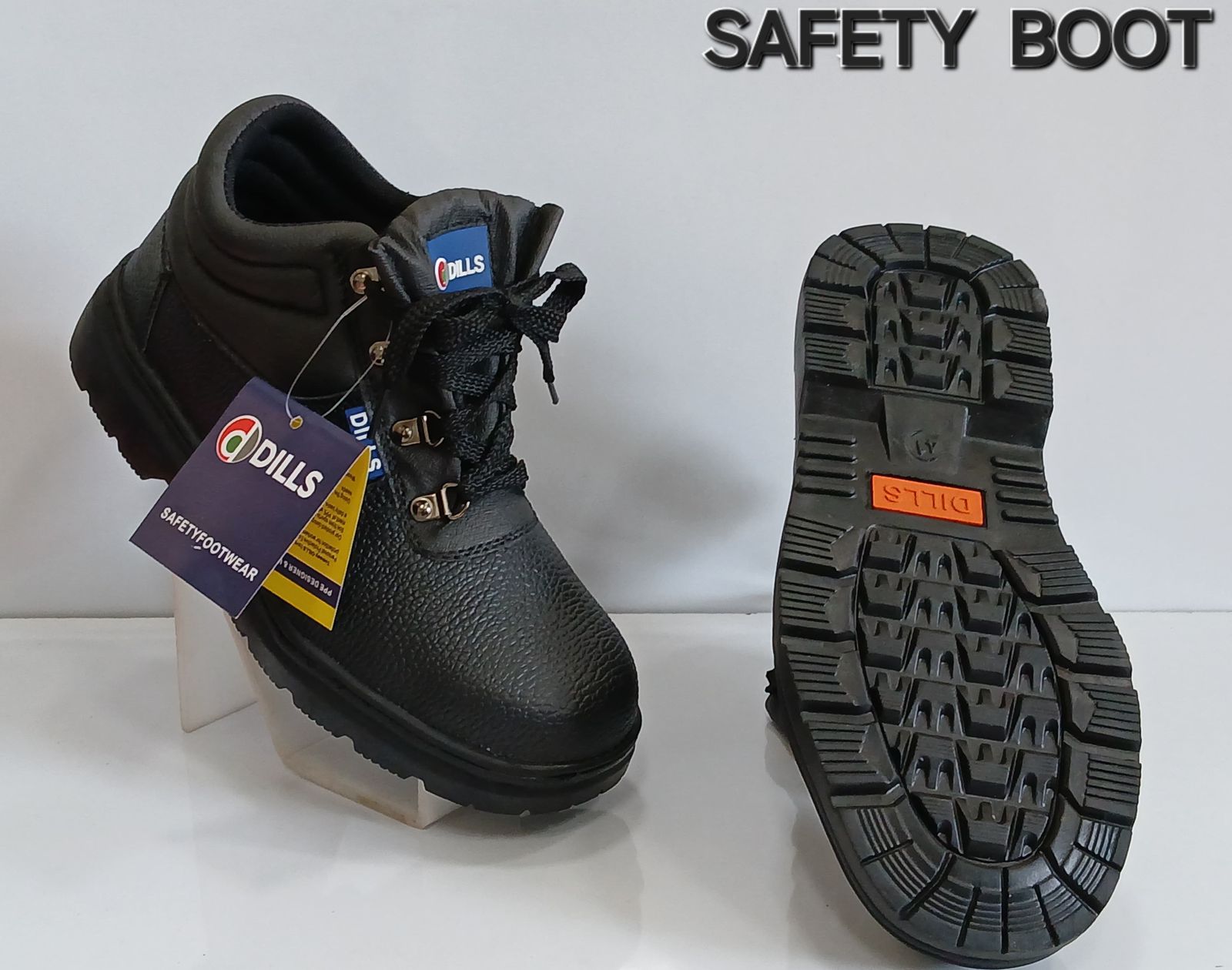 Black Industrial Original Heavy-Duty Safety Boots  - with Anti-Slip Rubber Sole and Steel Toe Safety for Construction, Manufacturing, and outdoor jobs