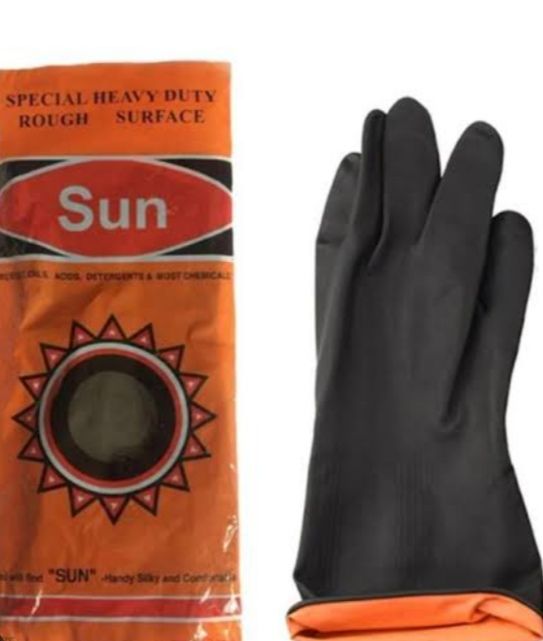 Heavy-Duty Chemical-Resistant Industrial Rubber Safety Gloves with Textured Grip and Extended Cuff for Multipurpose Rubber gloves for construction or mechanical work Protection