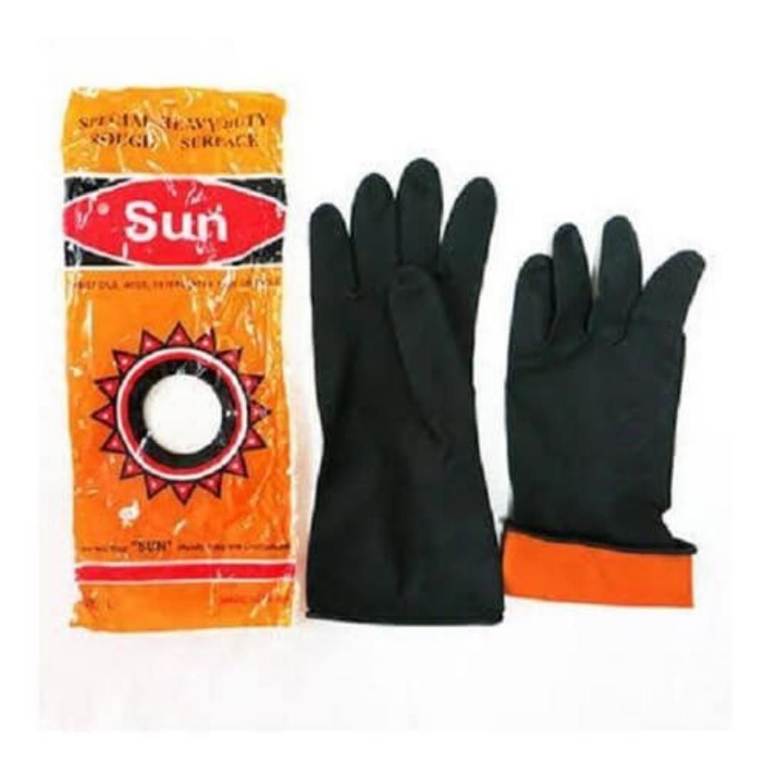 Heavy-Duty Chemical-Resistant Industrial Rubber Safety Gloves with Textured Grip and Extended Cuff for Multipurpose Rubber gloves for construction or mechanical work Protection