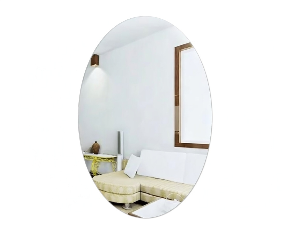 Frameless Peel & Stick Unbreakable Wall Mirror | Oval Shape | 30×40 cm Home Decor Mirror