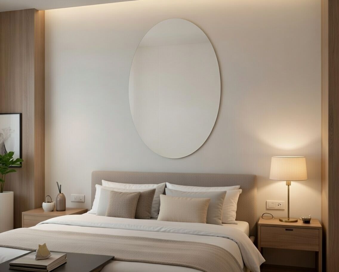 Frameless Peel & Stick Unbreakable Wall Mirror | Oval Shape | 30×40 cm Home Decor Mirror