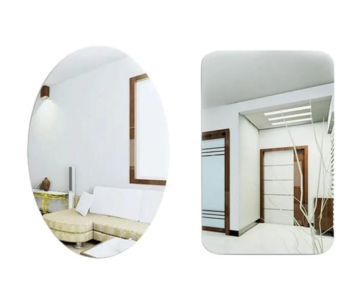 Frameless Peel & Stick Unbreakable Wall Mirror | Oval Shape | 30×40 cm Home Decor Mirror