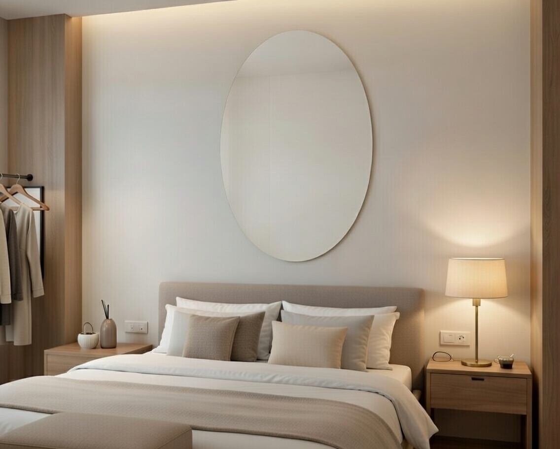 Frameless Peel & Stick Unbreakable Wall Mirror | Oval Shape | 30×40 cm Home Decor Mirror