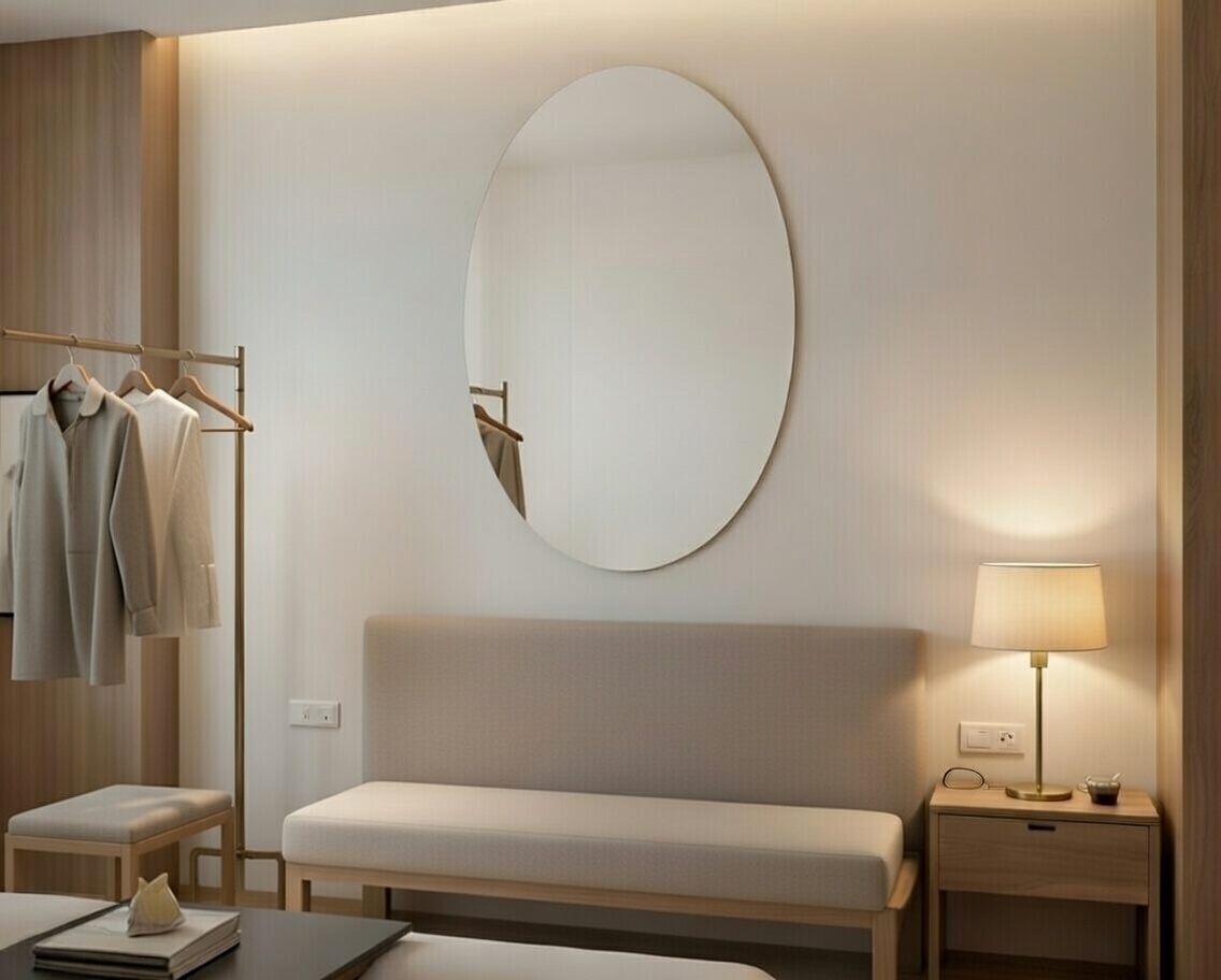 Frameless Peel & Stick Unbreakable Wall Mirror | Oval Shape | 30×40 cm Home Decor Mirror