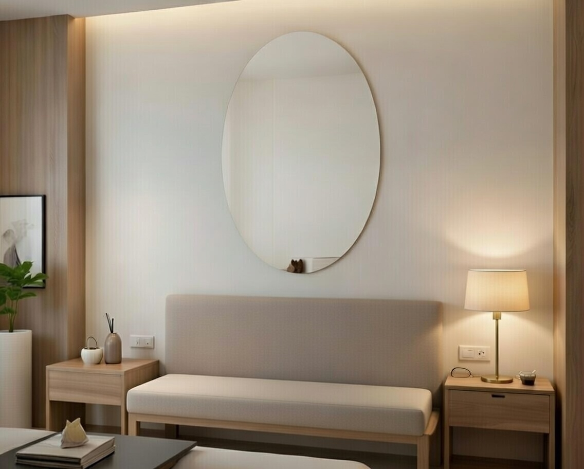 Frameless Peel & Stick Unbreakable Wall Mirror | Oval Shape | 30×40 cm Home Decor Mirror