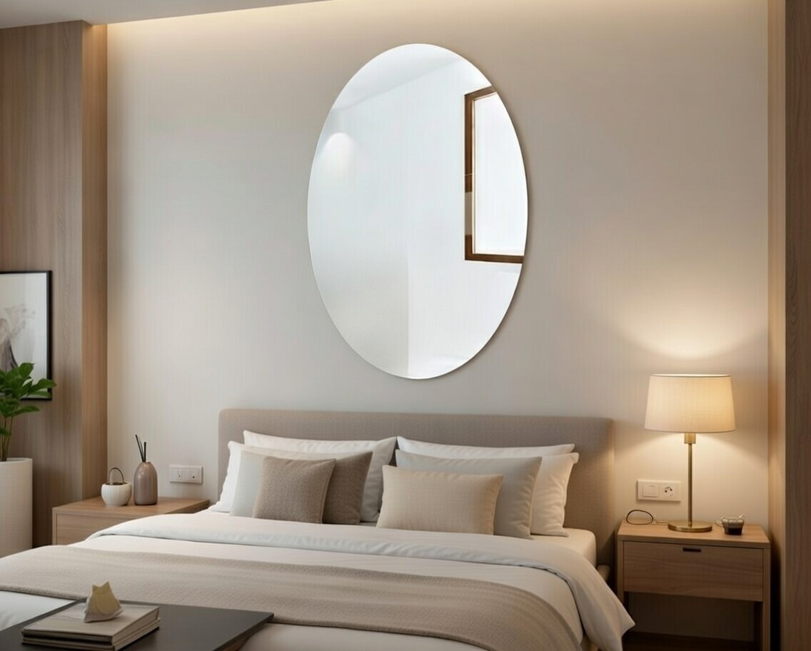 Frameless Peel & Stick Unbreakable Wall Mirror | Oval Shape | 30×40 cm Home Decor Mirror