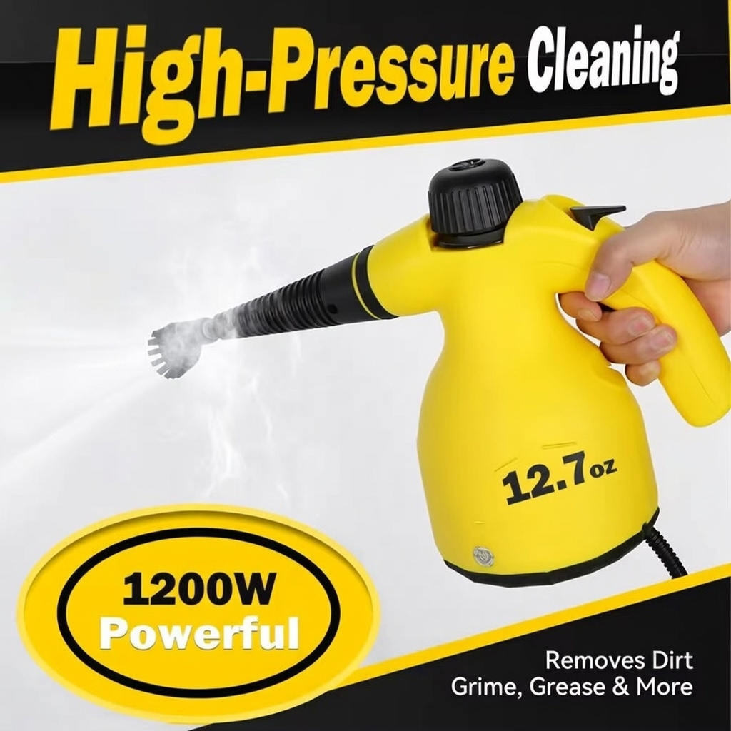 1200W Handheld High-Temperature Steam Cleaner – Portable Pressure Jet Washer for Kitchen, Car & Home Cleaning (220V)