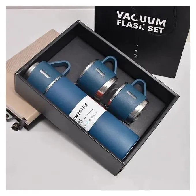 3PCS Vacuum Flask Set – Stainless Steel bottle Thermos Flask with 2 Cups – Gift Set