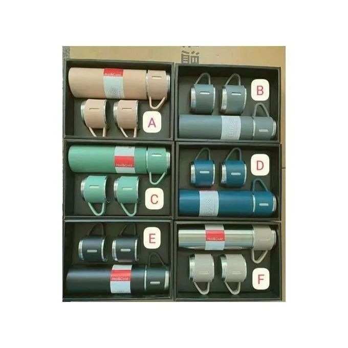 3PCS Vacuum Flask Set – Stainless Steel bottle Thermos Flask with 2 Cups – Gift Set