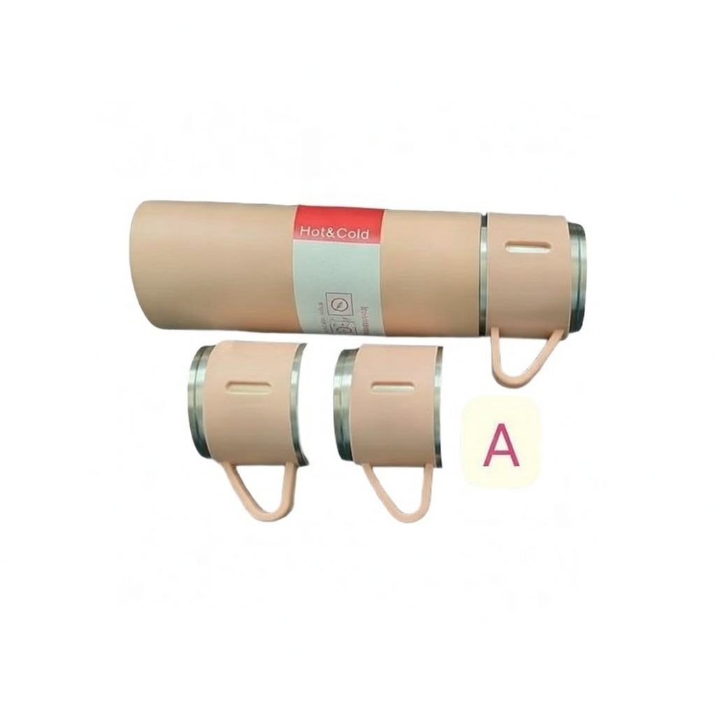 3PCS Vacuum Flask Set – Stainless Steel bottle Thermos Flask with 2 Cups – Gift Set