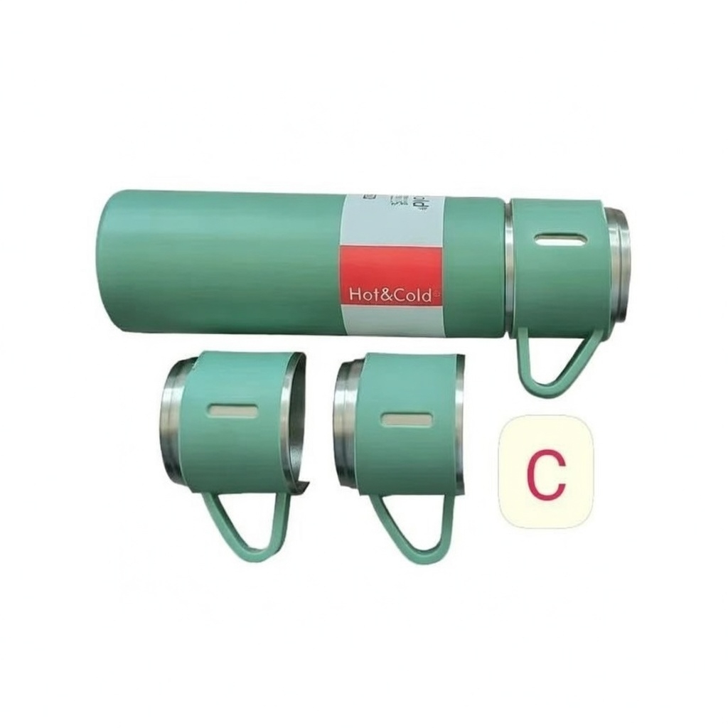 3PCS Vacuum Flask Set – Stainless Steel bottle Thermos Flask with 2 Cups – Gift Set