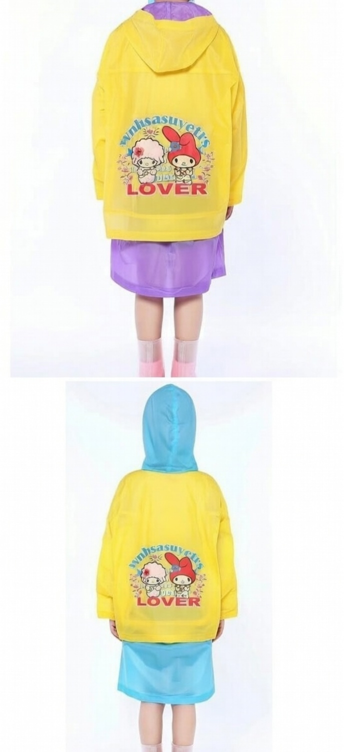 Kids/ pupils 100% Waterproof PVC Raincoat with Hood & School Bag Pocket – Portable Cartoon Design