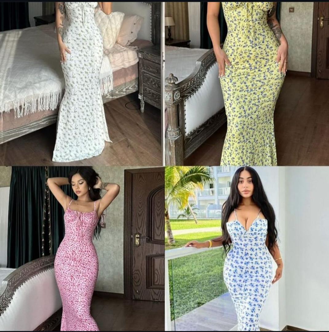 Women's Floral Spaghetti Strap Bodycon Maxi Dress
