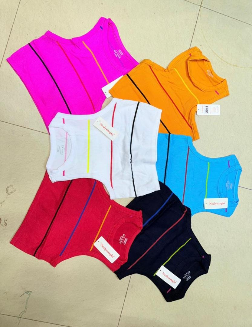 Women's Colorful Stripe Ribbed Sleeveless Crop Top