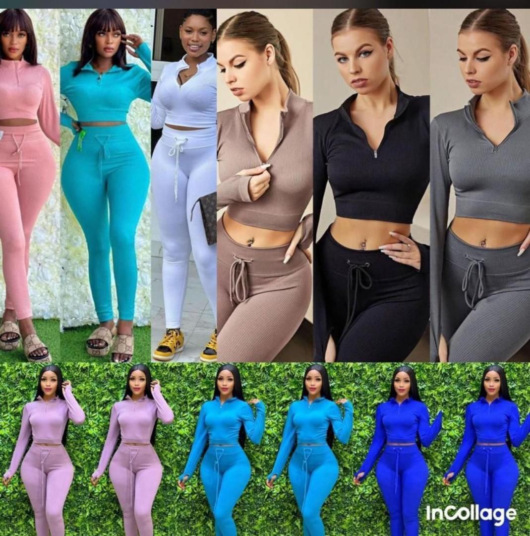 Two-Piece Women's Seamless Ribbed Activewear Set – Long Sleeve Crop Top & High-Waist Leggings