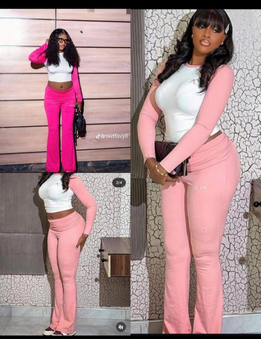 Women's 2-Piece Lounge Set – Crop Top & High-Waisted Flared Pants