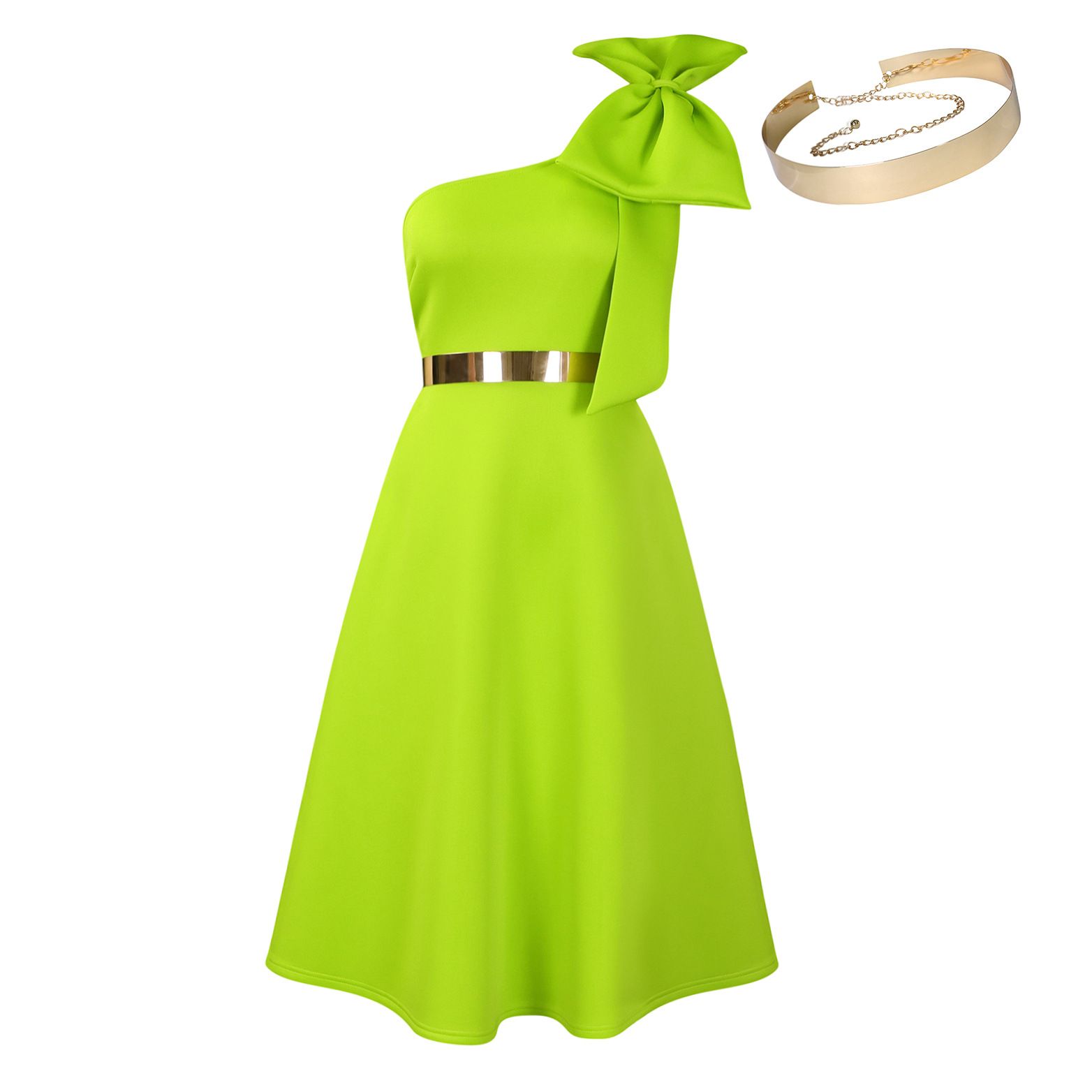 Women's 2025 Summer Off Shoulder Sleeveless Stretch Dress - Elegant Bow Detail Flowy Full Skirt Midi Length - Chic Work to Party Gown for Wedding Guest, Evening Events & Office Formal Wear﻿