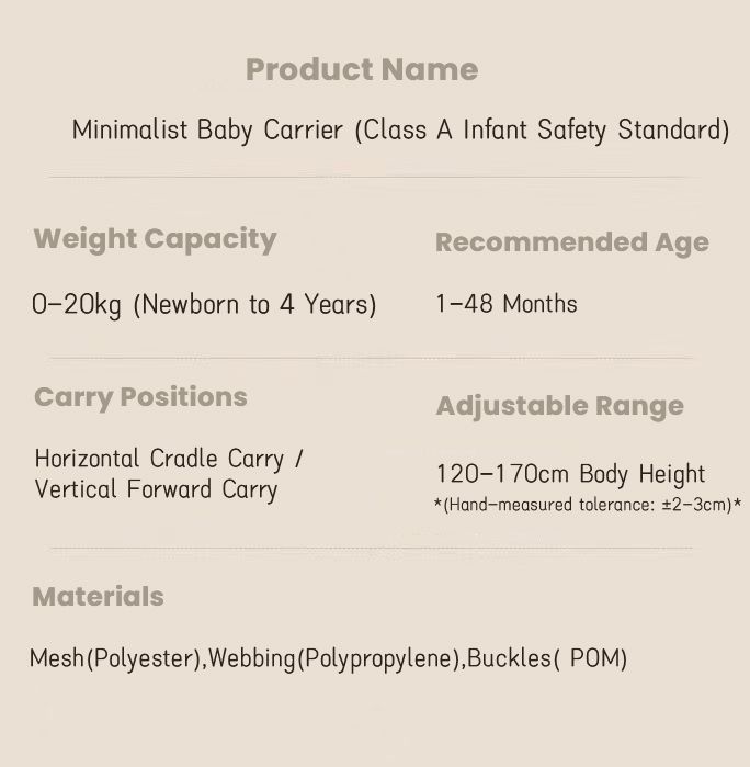 Adjustable Baby Carrier (0-48 Months) – Essential Newborn Support Sling, Ergonomic Front & Hip Carry for Secure Holding, Breathable & Lightweight