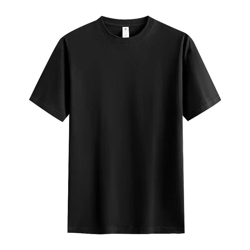Cotton round neck short sleeved men's and women's summer new style loose and fashionable off shoulder sleeve T-shirt solid color top